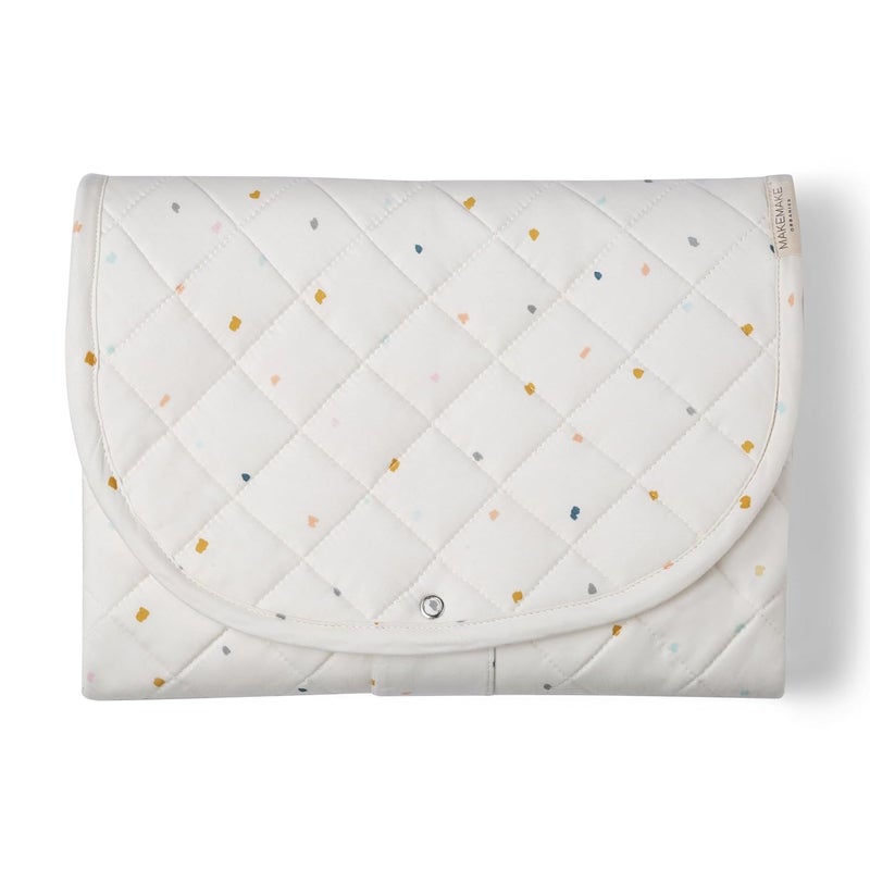 MakeMake Organics Organic Portable Changing Pad GOTS Certified Organic Cotton Fill Portable Diaper Changing Mat Diaper Clutch Changing Station Kit Compact Travel Pad (33"x34", Dotty) - Image 1